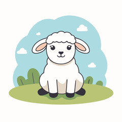 Cute vector illustration of a Sheep for kids' reading time