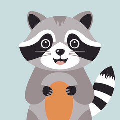 Cute Raccoon for toddlers story books vector illustration