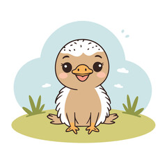 Vector illustration of an endearing Ostrich for kids' bedtime stories