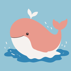 Vector illustration of a charming Whale for toddlers' learning adventures