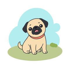 Cute vector illustration of a Pug for toddlers