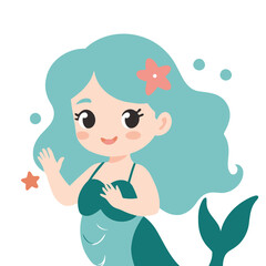 Cute Mermaid vector illustration of a for toddlers books