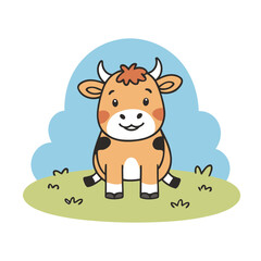 Cute vector illustration of a Cow for youngsters' imaginative stories