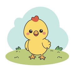 Cute Chicken for children's literature vector illustration