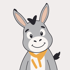 Vector illustration of a cute Donkey for children