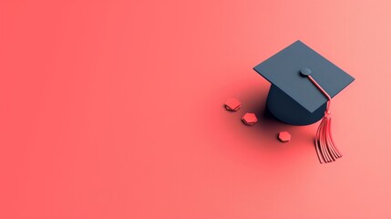 3d rendering of graduation cap on flat background