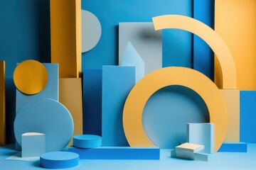 abstract geometric minimalism style architectural background with shapes and primitives