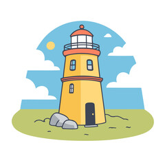 Cute vector illustration of a Lighthouse for children's bedtime stories