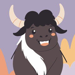 Cute vector illustration of a Yak for youngsters' picture books