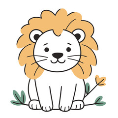 Cute vector illustration of a Lion for youngsters' picture books