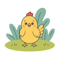 Cute vector illustration of a Chicken for toddlers story books