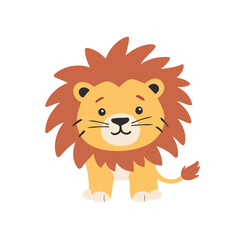 Cute vector illustration of a Lion for kids books