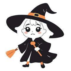 Obraz premium Cute Witch for kids' storybook vector illustration