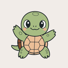 Cute Turtle for toddlers story books vector illustration