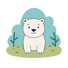Vector illustration of a cute Polarbear for toddlers