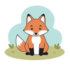 Cute Fox for toddlers story books vector illustration