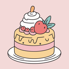 Cute Cake for children's books vector illustration