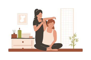 Traditional thai massage therapist vector concept, alternative medicine concept. Flat illustration concept