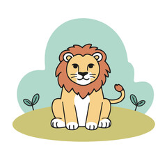 Cute vector illustration of a Lion for toddlers story books