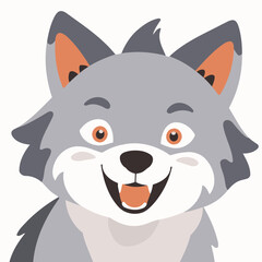 Cute vector illustration of a Wolf for early readers' delight