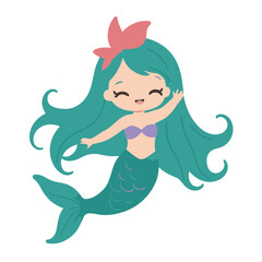 Cute vector illustration of a Mermaid for early readers' delight