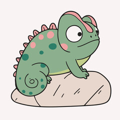 Vector illustration of an adorable Chameleon for young readers' books