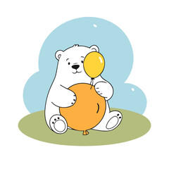 Cute vector illustration of a Polarbear for kids books
