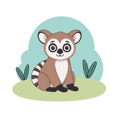 Vector illustration of a cute Lemur for kids books