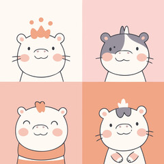 Vector illustration of a cute Hippo for children story book