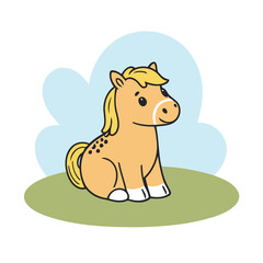 Cute vector illustration of a Horse for early readers' delight