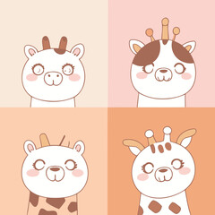 Cute vector illustration of a Giraffe for toddlers