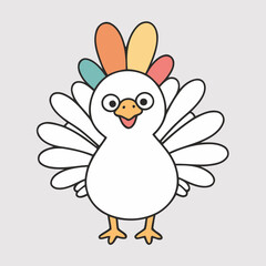 Vector illustration of a cute Turkey for toddlers books