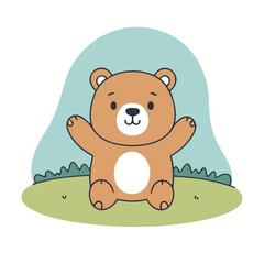 Cute Bear for toddlers books vector illustration
