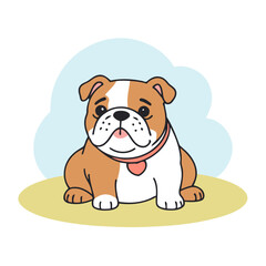 Cute Bulldog for children book vector illustration