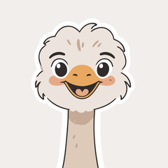 Cute Ostrich for children's literature vector illustration