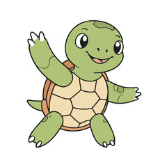 Cute Turtle vector illustration for kids story book