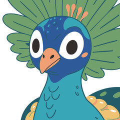 Cute Peacock for kids' storytelling vector illustration