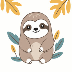 Cute vector illustration of a Sloth for toddlers' playful adventures