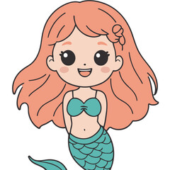 Cute Mermaid for children book vector illustration