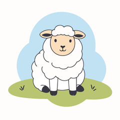 Cute Sheep vector illustration for kids story book