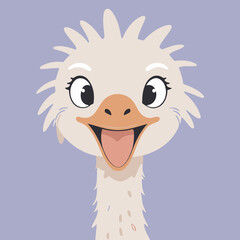 Cute Ostrich for toddlers story books vector illustration