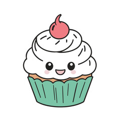 Vector illustration of an adorable Cupcake for young readers' books