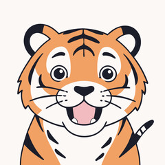 Cute vector illustration of a Tiger for kids books
