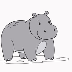 Cute Hippo for kids' storybook vector illustration