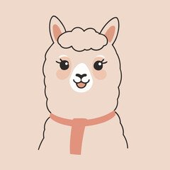 Cute vector illustration of a Alpaca for youngsters' picture books