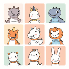 Cute Dino for toddlers' learning books vector illustration