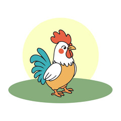 Vector illustration of a sweet Rooster for youngsters' imaginative journeys