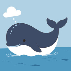 Cute vector illustration of a Whale for youngsters' imaginative stories