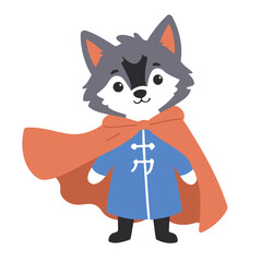 Cute Wolf for children story book vector illustration