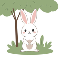 Obraz premium Vector illustration of an adorable Rabbit for young readers' books